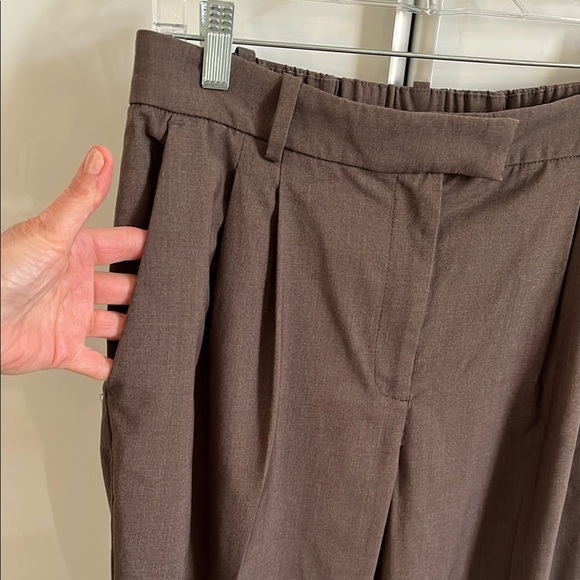 H&M NWOT Brown Ankle High Waist Tailored Pants, Size 14 - Picture 3 of 7